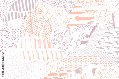 Abstract black strokes, Hand sketched Vector Pattern. Retro abstract pattern in geometric style. Abstract multicolored geometric pattern.	
