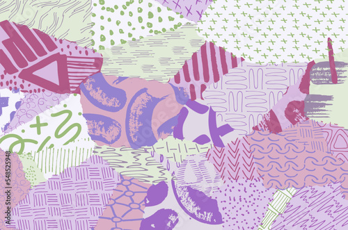Abstract black strokes, Hand sketched Vector Pattern. Retro abstract pattern in geometric style. Abstract multicolored geometric pattern.	
