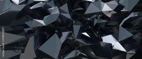 Metallische 3d dreiecke, abstract black polygons, metallic triangles, 3d render, luxurious background, abstract shapes, polygonal wallpaper