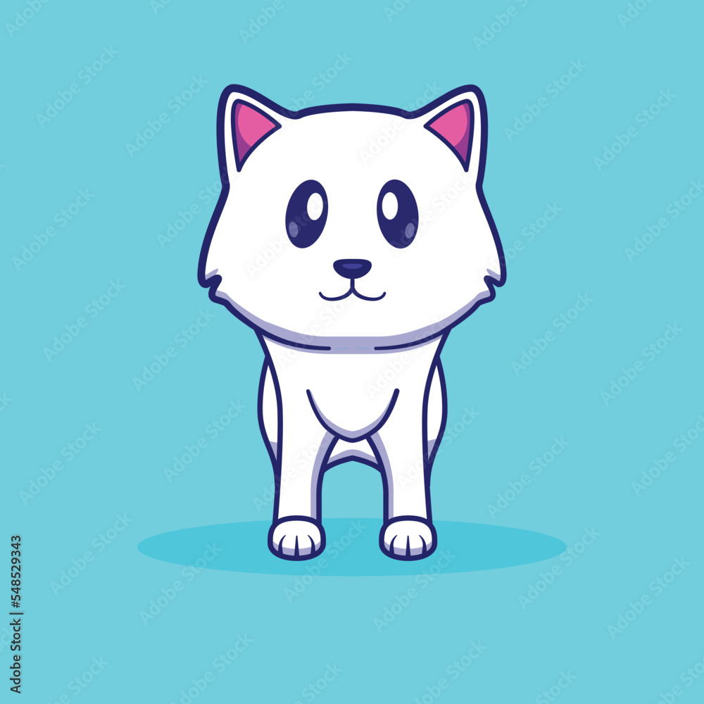 Simple cartoon illustration of cute white cat. Animal concept. Simple cartoon illustration of cute white cat. Animal concept.