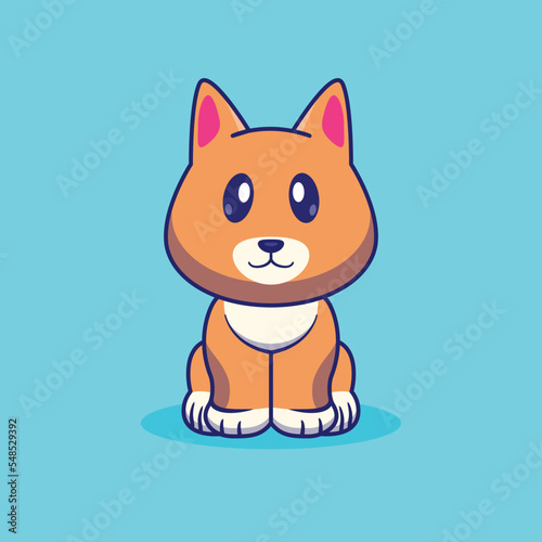 Adorable Dog sitting cartoon illustration. Animal concept.