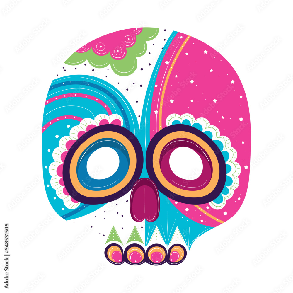 Fototapeta premium Isolated colored mexican skull sketch icon Vector illustration