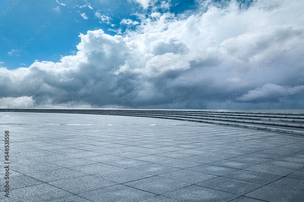 Empty square platform and sky cloud background
