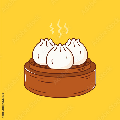 chinese cuisine dim sum illustration in cartoon style stock vector