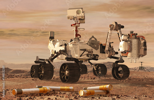 Return of sample of the planet Mars by the rover perseverance in rendering and 3d illustration