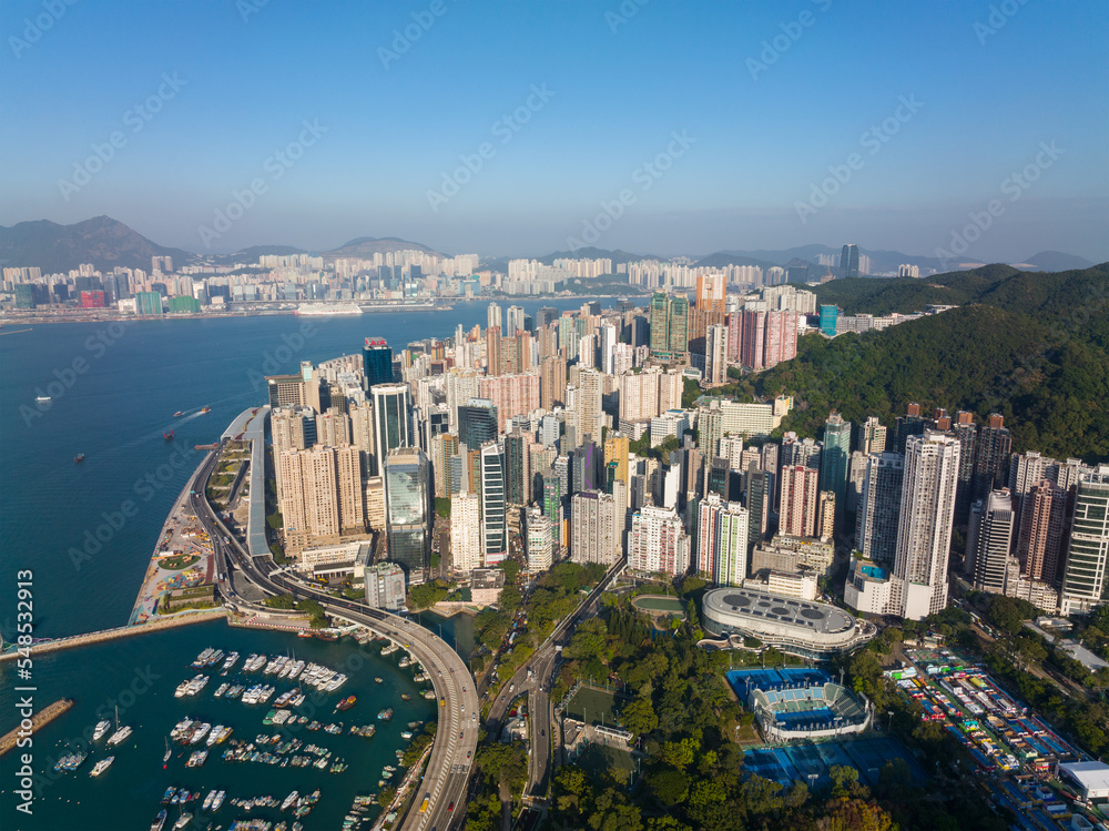 Top view of Hong Kong Typhoon shelter