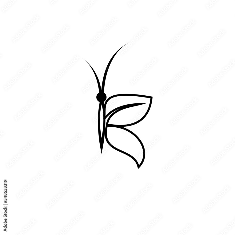 Fototapeta premium Butterfly logo design concept letter B with leaf elements.