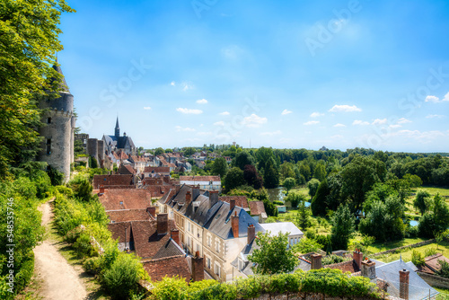 Fotobehang View of the Beautiful Village of Montresor, Loire, France, with St John the Bapt