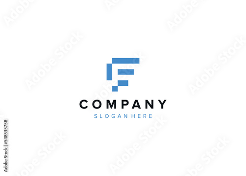 Simple Initial Letter F with Square Shape Logo Design © setiadio