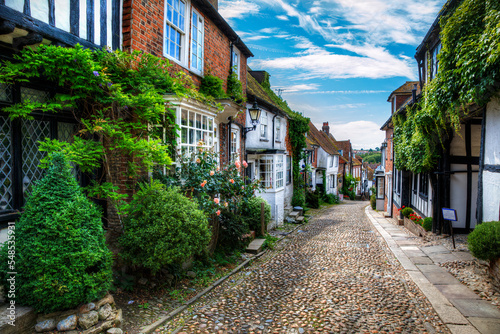 Charming Houses in Beautiful, Cobbled Mermaid Street, Rye, England photo