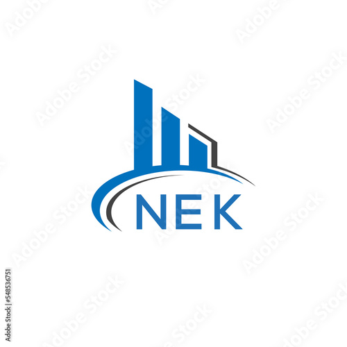 NEK letter logo. NEK blue image. NEK Monogram logo design for entrepreneur and business. NEK best icon.	
