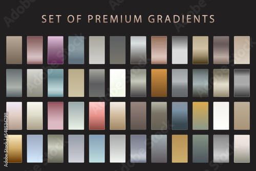 Big Set of Premium Vintage Metallic Gradients Collection Flat Vector