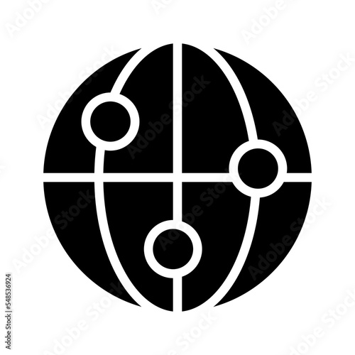Global connection black glyph icon. Digital worldwide network. Internet of things. Telecommunication. Technology world. Silhouette symbol on white space. Solid pictogram. Vector isolated illustration