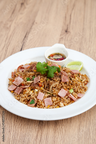 Chinese fried rice with ham and egg