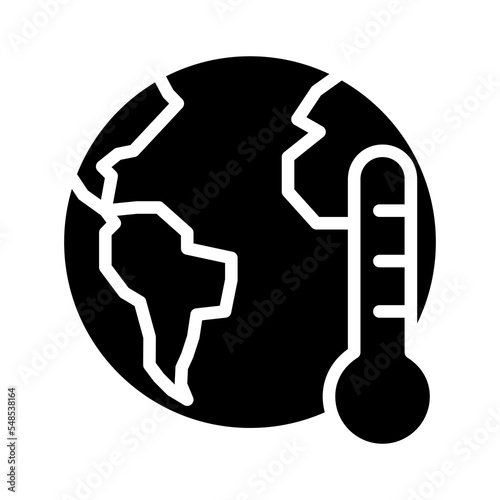 Global warming black glyph icon. Climate changes. High atmosphere temperature. Hot weather. Ecological issue. Silhouette symbol on white space. Solid pictogram. Vector isolated illustration