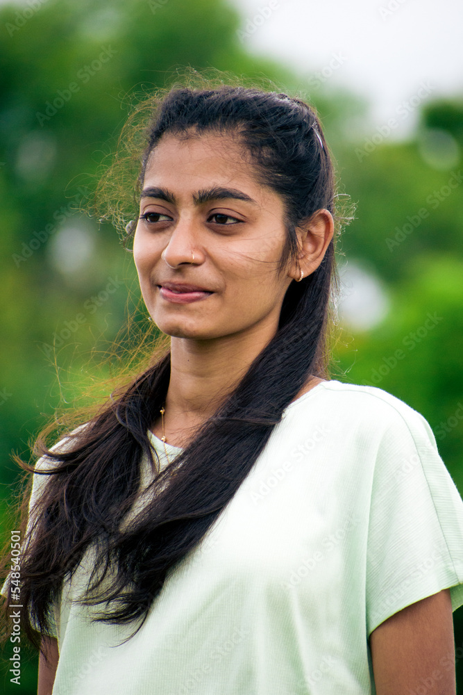 Portrait of Attractive young Indian woman with nose ring . Portrait of Attractive young Indian woman with nose ring .