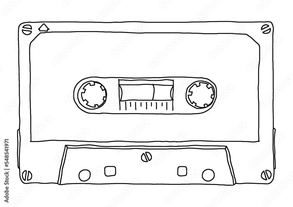 tape cassette hand drawn illustration transparent PNG Stock