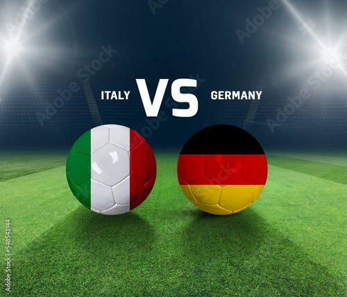 Soccer matchday template. Italy vs Germany Match day template. 3d rendering