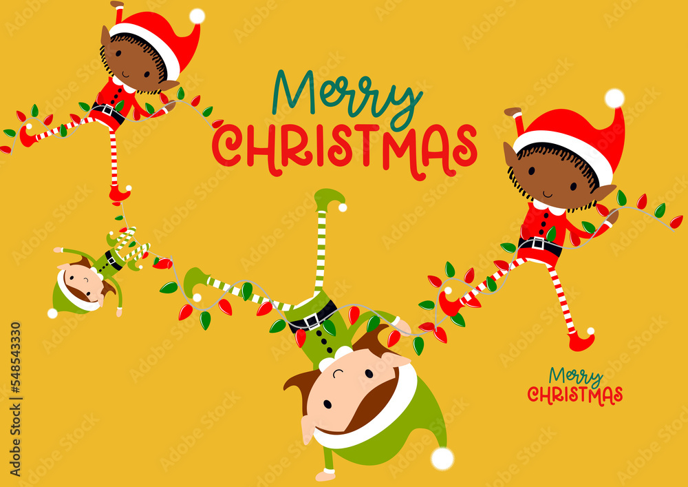 Fototapeta premium christmas pattern with santa's elves