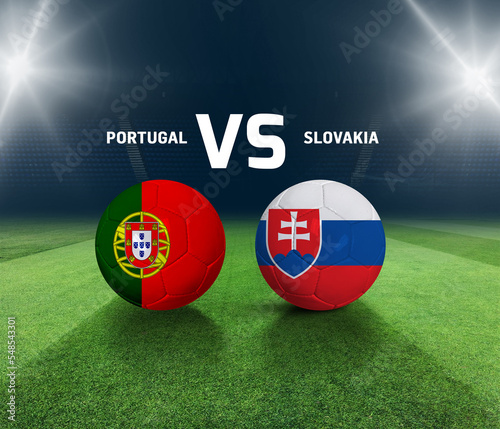 Soccer matchday template. Portugal vs Slovakia Match day template. 3d rendering
