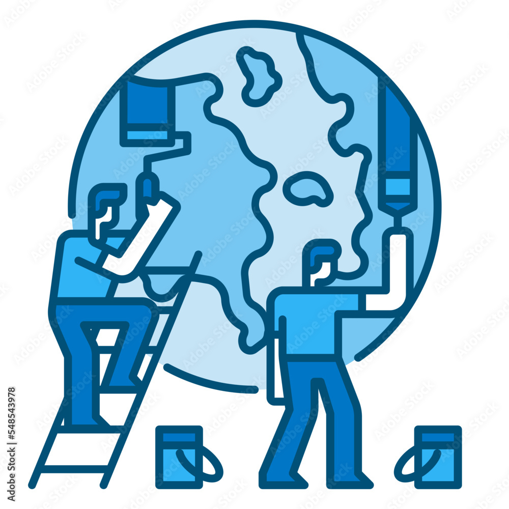 save the world blue line icon save the world blue line icon