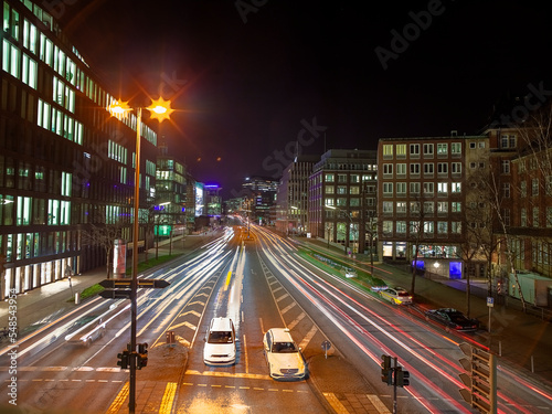 Hamburg Night Ludwig Erhard street , lightsteaks photo