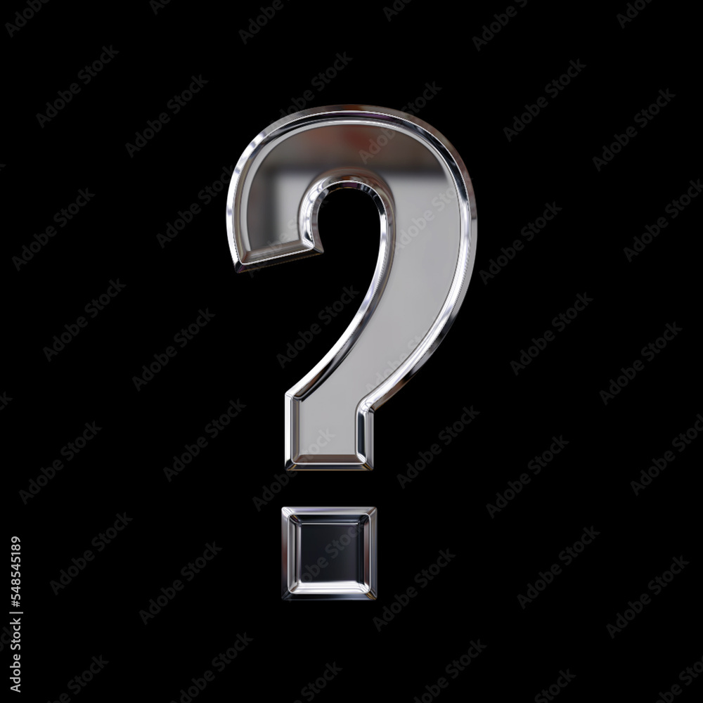 Question mark sign with shiny metal texture (chrome, steel, silver) isolated on black background, help icon with 3D rendering Question mark sign with shiny metal texture (chrome, steel, silver) isolated on black background, help icon with 3D rendering