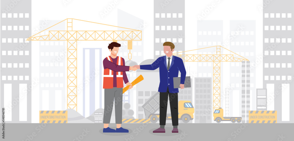Construction Handshake Icon construction Agreement Handshake Vector Illustration. Stock Vector ...