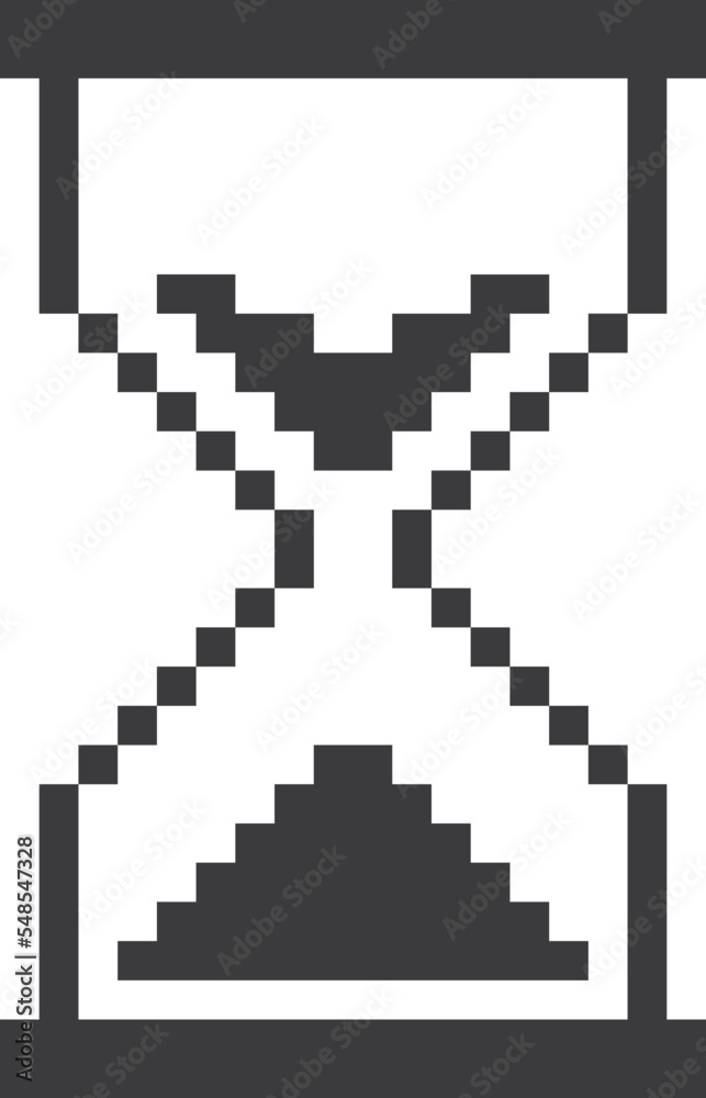 Hourglass icon in retro pixel style. Black cursor Hourglass icon in retro pixel style. Black cursor