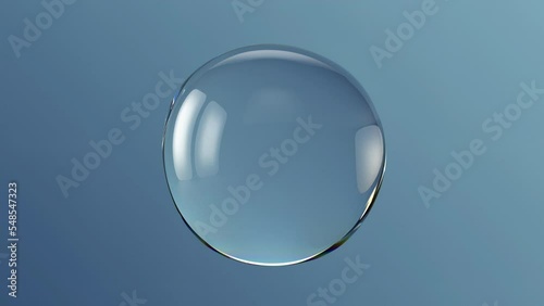 
Close up water or soap bubble with light effect, smooth motion. Minimalist and elegant atmosphere. Concept of hygiene, freshness, hydration. Water drop looping background, 4K resolution.