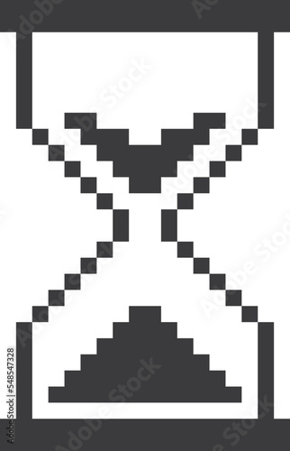 Hourglass icon in retro pixel style. Black cursor