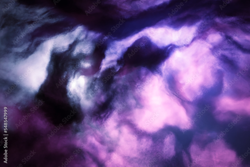 Fototapeta premium Closeup of a blue and purple nebula in the galaxy - 3D render