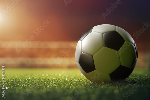 Soccer ball on the grass of a soccer field