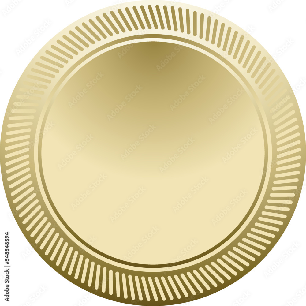 Golden medal mockup. Realistic blank metal circle Golden medal mockup. Realistic blank metal circle