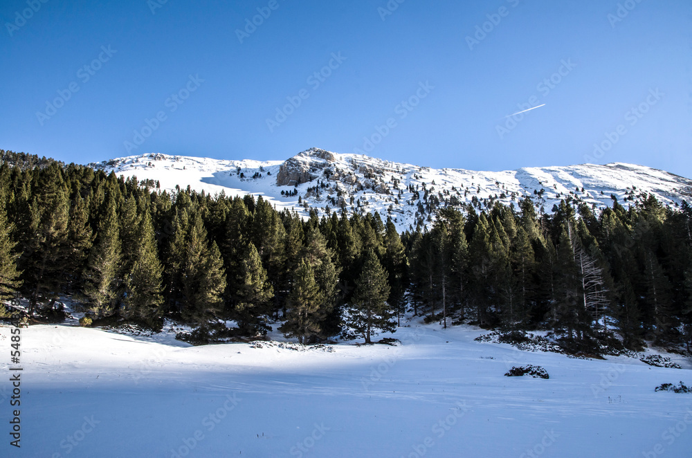 Nice snowy mountain landscape in the pyrenees