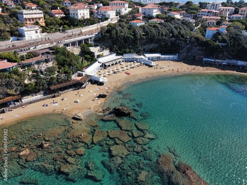 aerial view of the famous beach of the Quercetano bay