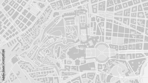 White and light grey Vatican City area vector background map, roads and water cartography illustration.