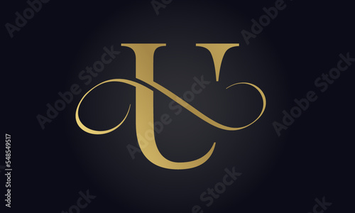 Luxury Letter U Logo Template In Gold Color. Initial Luxury U Letter Logo Design. Beautiful Logotype Design For Luxury Company Branding.