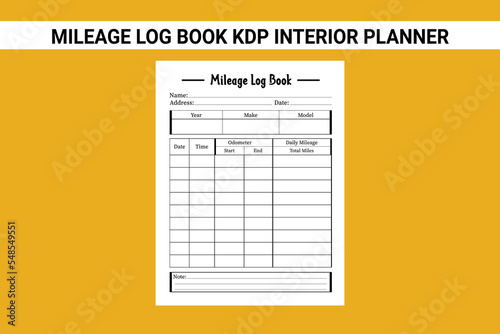 mileage log book kdp interior planner