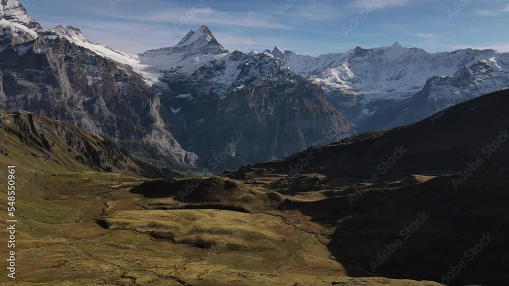Mountain, and valley seen from mount eiger in Grindelawadl Mountain, and valley seen from mount eiger in Grindelawadl