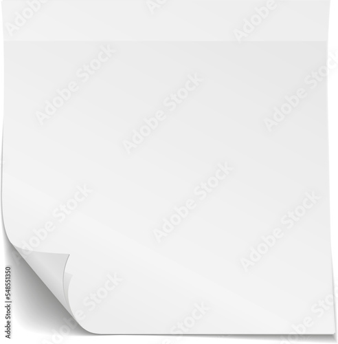 Blank paper sticker note mockup with curled corner