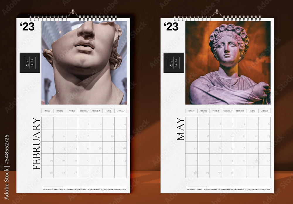 Art Gallery Wall Calendar 2023 Layout Stock Template Adobe Stock