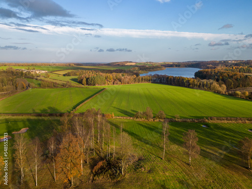 Aerial landscape view of golf course on a sunny day in Headingley, Leeds.