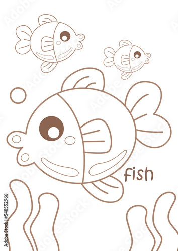 Alphabet F For Fish Coloring Pages A 4 for Kids and Adult 
