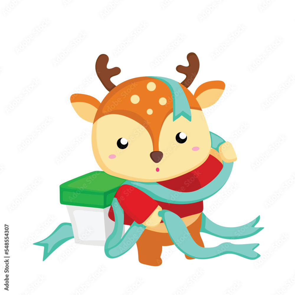 Christmas Animal Deer Illustration Vector Clipart