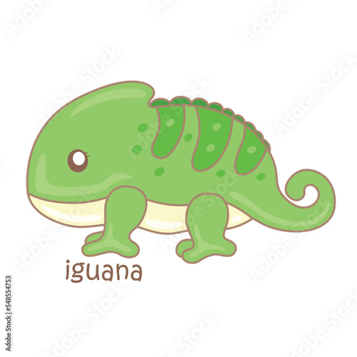 Alphabet I For Iguana Vocabulary Illustration Vector Clipart