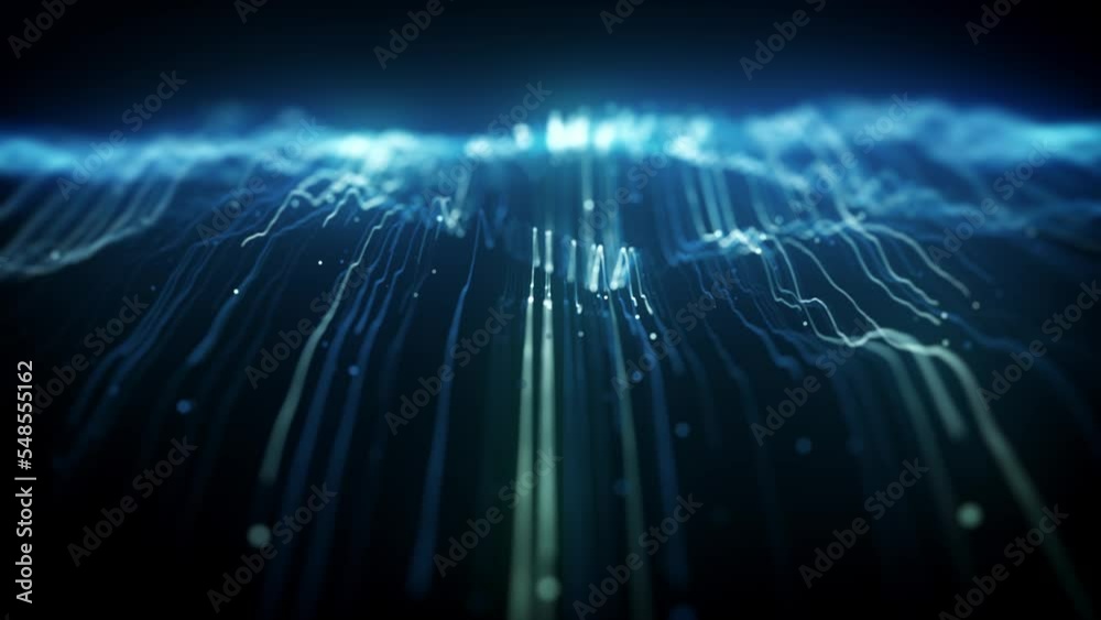 Abstract Light Strings Flowing Intro Background/ 4k animation of an abstract slow motion wallpaper technology intro sequence background with flowing powerful light stroke patterns and strings