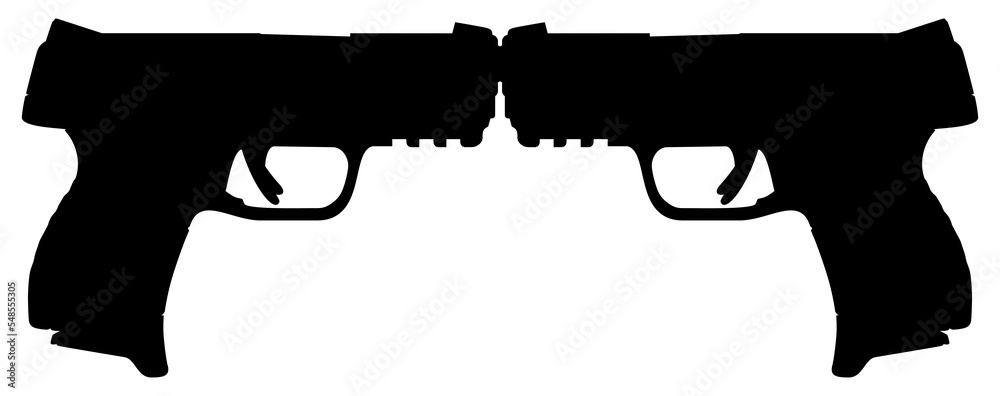 Silhouette of Pistol Gun for Logo, Pictogram, Art Illustration, Website or Graphic Design Element. Format PNG