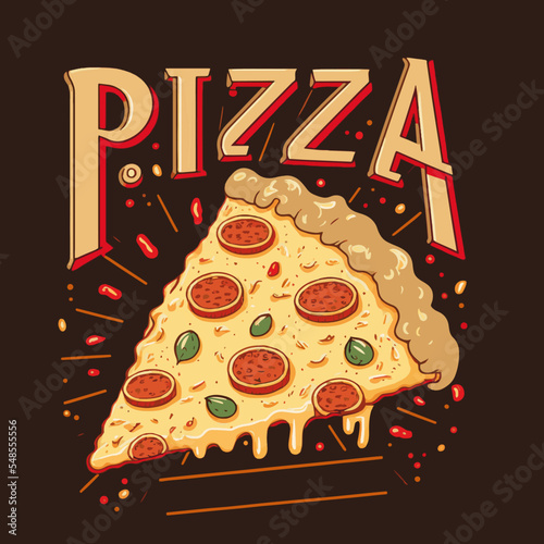tasty Italian pizza vector illustration for logo or poster