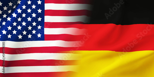 Germany,USA flag together.American and German waving flag